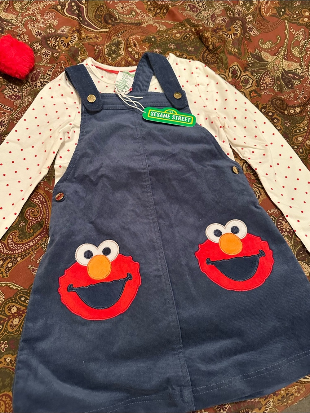 NWT Sesame Street Corduroy Dress with Elmo Pockets and matching backpack!